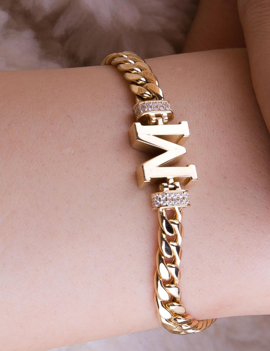 14 Ayar Altın M Harfi Bileklik resmi