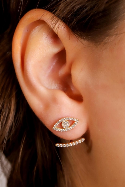 14 Ayar Altın Gözlü Tasarım Küpe için detayları göster 14 Ayar Altın Gözlü Tasarım Küpe resmi