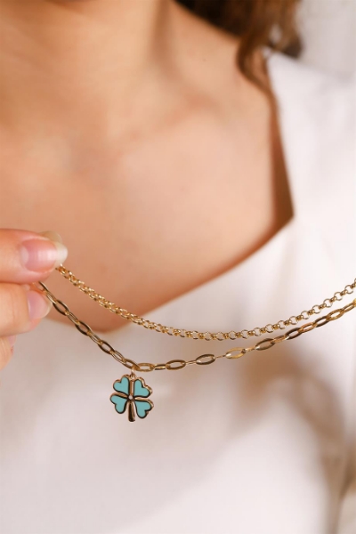 14 Ayar Altın Yonca Çift Zincirli Bileklik için detayları göster 14 Ayar Altın Yonca Çift Zincirli Bileklik resmi