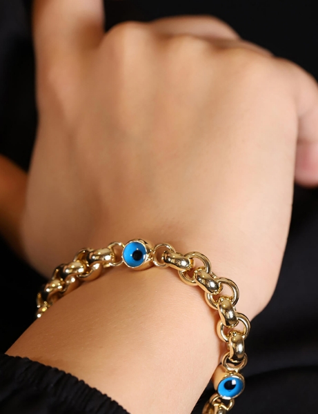 14 Ayar Altın Büyük Göz Boncuk Bileklik için detayları göster 14 Ayar Altın Büyük Göz Boncuk Bileklik resmi