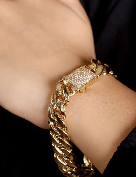 14 Ayar Altın Taşlı Klasik Gurmet Bileklik için detayları göster 14 Ayar Altın Taşlı Klasik Gurmet Bileklik resmi