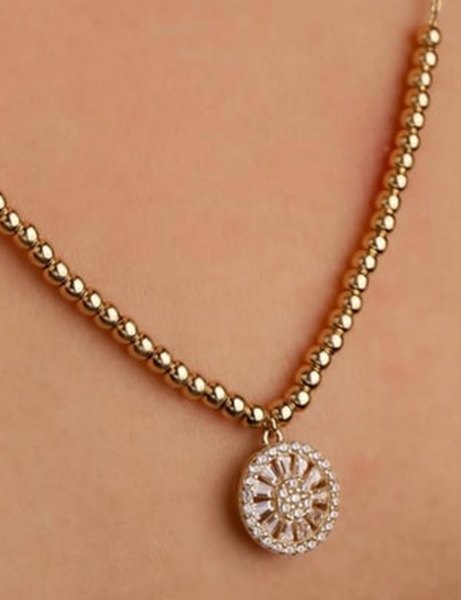 14 Ayar Altın Oval Baget Kolye için detayları göster 14 Ayar Altın Oval Baget Kolye resmi