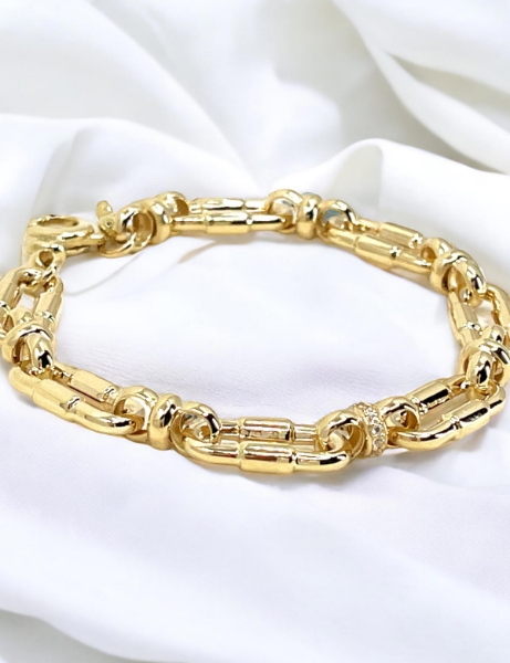 14 Ayar Altın Taşlı Tasarım Ataç Bileklik için detayları göster 14 Ayar Altın Taşlı Tasarım Ataç Bileklik resmi