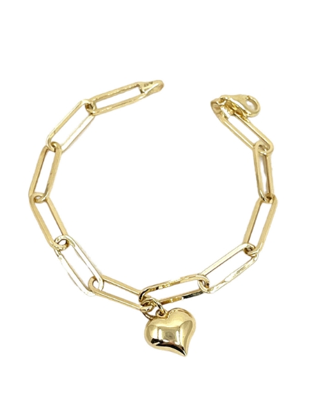 14 Ayar Altın Kalpli Sallantılı Ataç Bileklik için detayları göster 14 Ayar Altın Kalpli Sallantılı Ataç Bileklik resmi