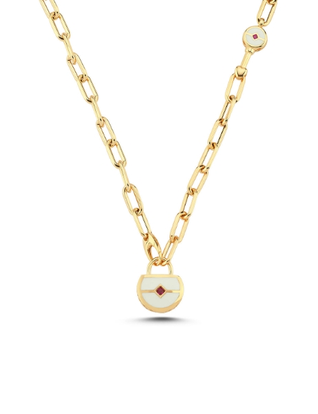 14 Ayar Altın Beyaz Fosforlu Mine Kilitli Dilek Kolye için detayları göster 14 Ayar Altın Beyaz Fosforlu Mine Kilitli Dilek Kolye resmi