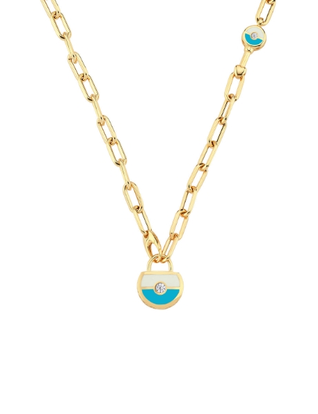 14 Ayar Altın Turkuaz-Beyaz Mine Kilitli Dilek Kolye için detayları göster 14 Ayar Altın Turkuaz-Beyaz Mine Kilitli Dilek Kolye resmi