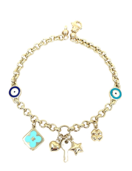 14 Ayar Altın Göz Mineli Sallantılı Bileklik için detayları göster 14 Ayar Altın Göz Mineli Sallantılı Bileklik resmi