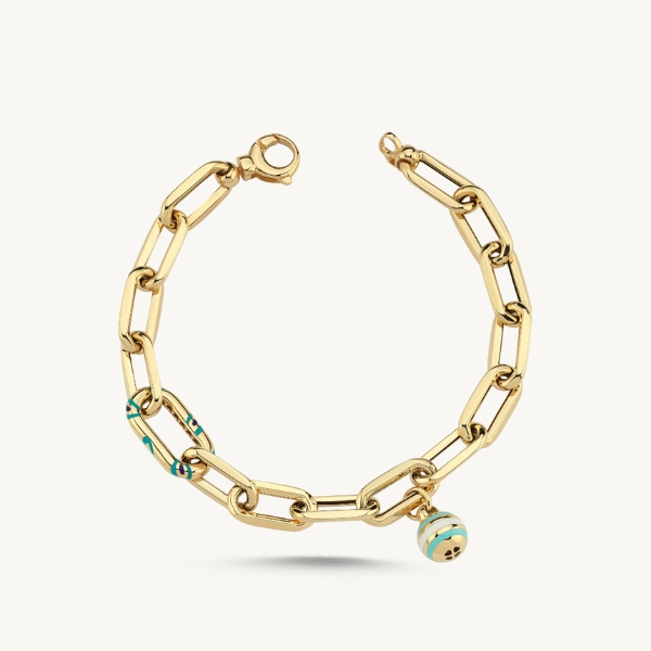 14 Ayar Altın Top Sallantılı Ataç Bileklik için detayları göster 14 Ayar Altın Top Sallantılı Ataç Bileklik resmi