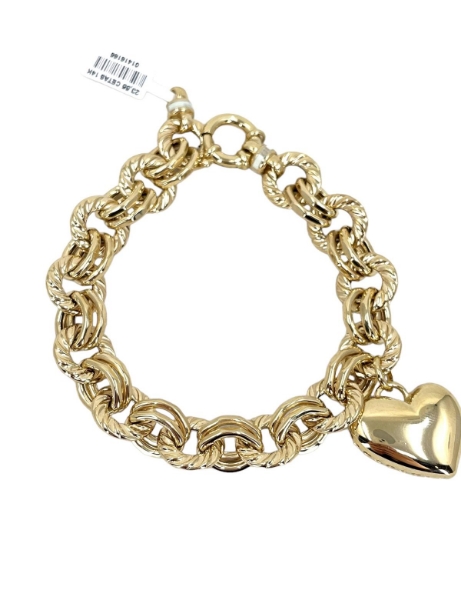 14 Ayar Altın Kalpli Sallantı Bileklik için detayları göster 14 Ayar Altın Kalpli Sallantı Bileklik resmi