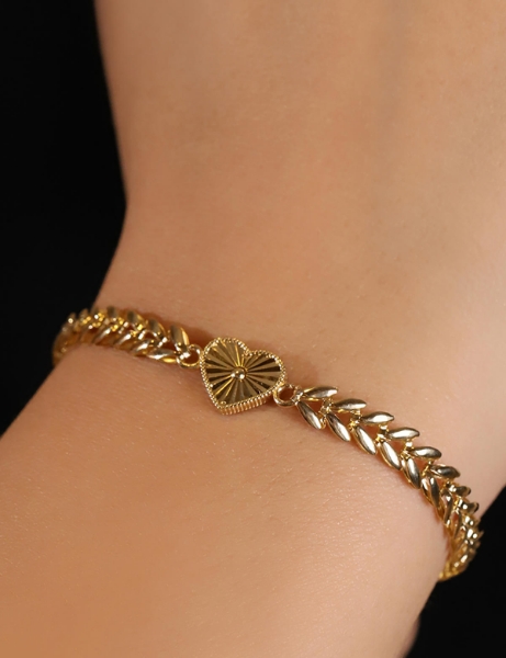 14 Ayar Altın Kalpli Buğday Bileklik için detayları göster 14 Ayar Altın Kalpli Buğday Bileklik resmi