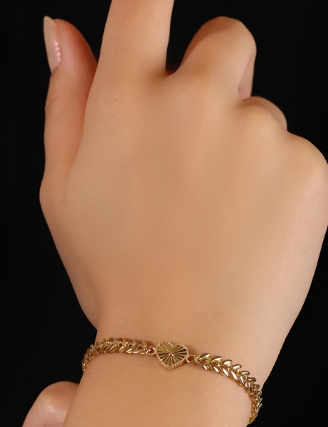 14 Ayar Altın Kalpli Buğday Bileklik için detayları göster 14 Ayar Altın Kalpli Buğday Bileklik resmi