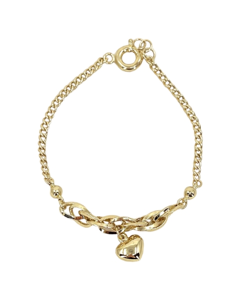 14 Ayar Altın Kalp Sallantılı Tasarım Bileklik için detayları göster 14 Ayar Altın Kalp Sallantılı Tasarım Bileklik resmi