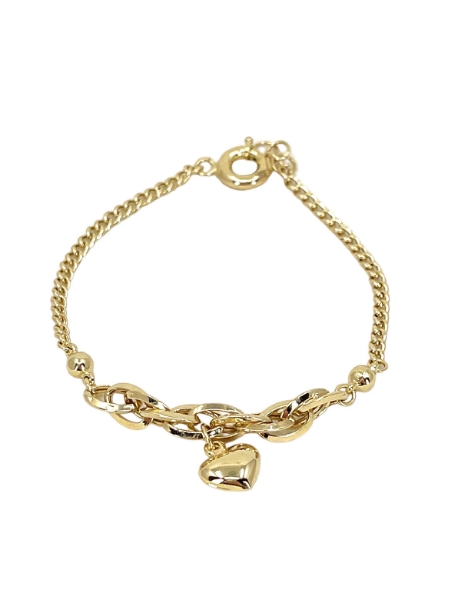 14 Ayar Altın Kalp Sallantılı Tasarım Bileklik için detayları göster 14 Ayar Altın Kalp Sallantılı Tasarım Bileklik resmi