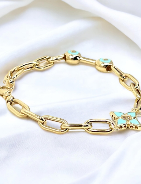 14 Ayar Altın Mineli Yonca Bileklik için detayları göster 14 Ayar Altın Mineli Yonca Bileklik resmi