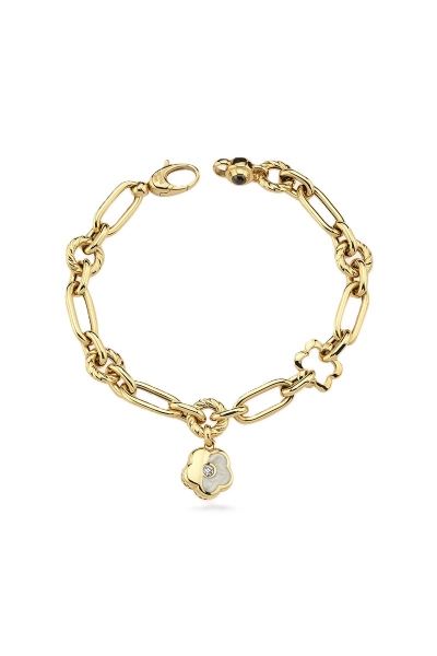 14 Ayar Altın Yonca Sallantılı Ataç bileklik için detayları göster 14 Ayar Altın Yonca Sallantılı Ataç bileklik resmi