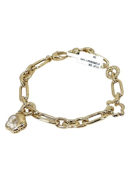 14 Ayar Altın Yonca Sallantılı Ataç bileklik için detayları göster 14 Ayar Altın Yonca Sallantılı Ataç bileklik resmi