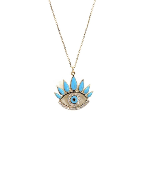 14 Ayar Altın Mavi Mineli Göz Kolye için detayları göster 14 Ayar Altın Mavi Mineli Göz Kolye resmi