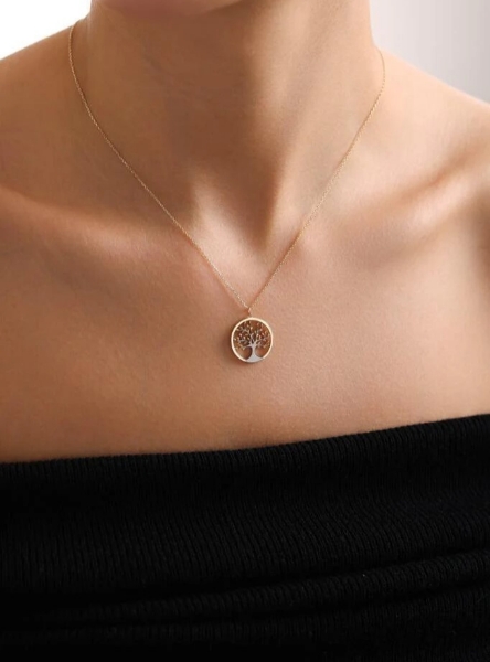 14 Ayar Altın Siyah Mineli Hayat Ağacı Kolye için detayları göster 14 Ayar Altın Siyah Mineli Hayat Ağacı Kolye resmi