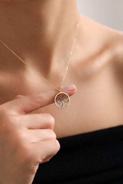 14 Ayar Altın Siyah Mineli Hayat Ağacı Kolye için detayları göster 14 Ayar Altın Siyah Mineli Hayat Ağacı Kolye resmi