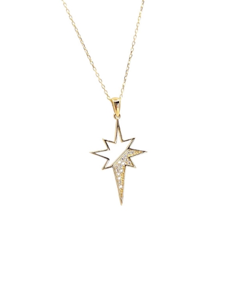14 Ayar Altın Taşlı Tasarım Kutup Yıldızı Kolye için detayları göster 14 Ayar Altın Taşlı Tasarım Kutup Yıldızı Kolye resmi