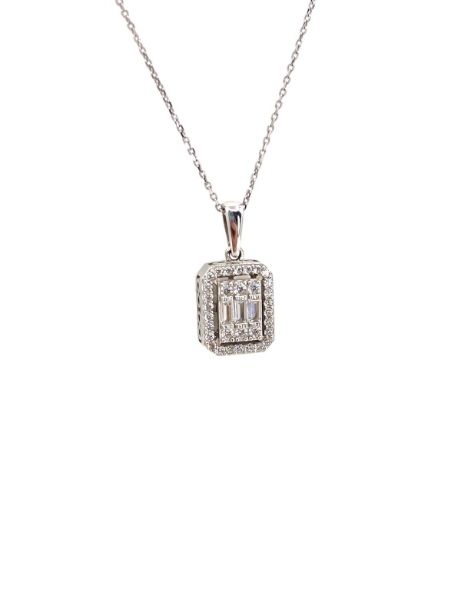 14 Ayar Altın Beyaz Baget Kolye için detayları göster 14 Ayar Altın Beyaz Baget Kolye resmi