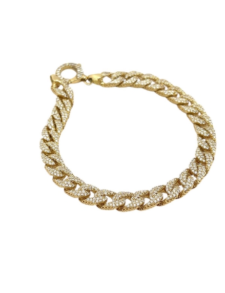 14 Ayar Altın Tasarım Komple Taşlı Gurmet Bileklik için detayları göster 14 Ayar Altın Tasarım Komple Taşlı Gurmet Bileklik resmi