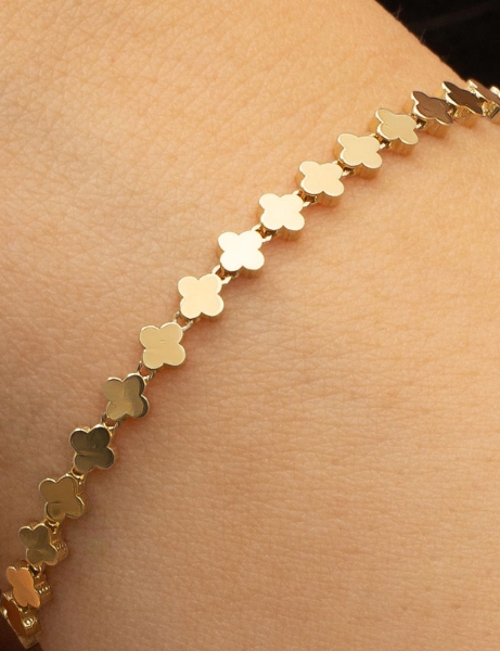 14 Ayar Altın Yonca Taşsız Suyolu Bileklik için detayları göster 14 Ayar Altın Yonca Taşsız Suyolu Bileklik resmi