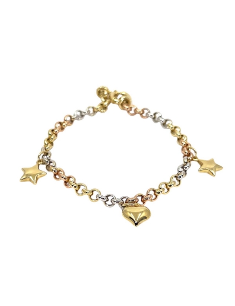 14 Ayar Altın Üç renk Charmlı Bileklik için detayları göster 14 Ayar Altın Üç renk Charmlı Bileklik resmi