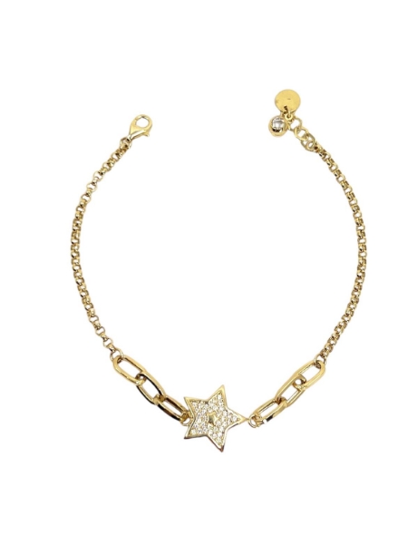 14 Ayar Altın Taşlı Yıldız Tasarım Bileklik için detayları göster 14 Ayar Altın Taşlı Yıldız Tasarım Bileklik resmi