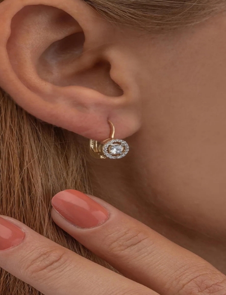 14 Ayar Altın Oval Küpe için detayları göster 14 Ayar Altın Oval Küpe resmi