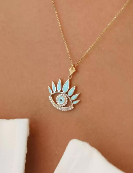 14 Ayar Altın Mineli Göz Kolye için detayları göster 14 Ayar Altın Mineli Göz Kolye resmi