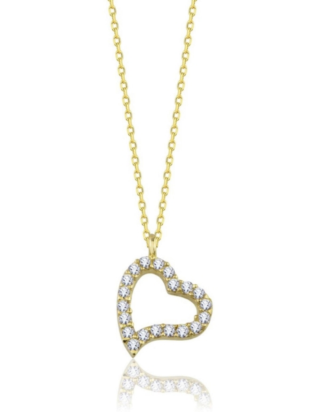 14 Ayar Altın Klasik Taşlı Kalp Kolye için detayları göster 14 Ayar Altın Klasik Taşlı Kalp Kolye resmi