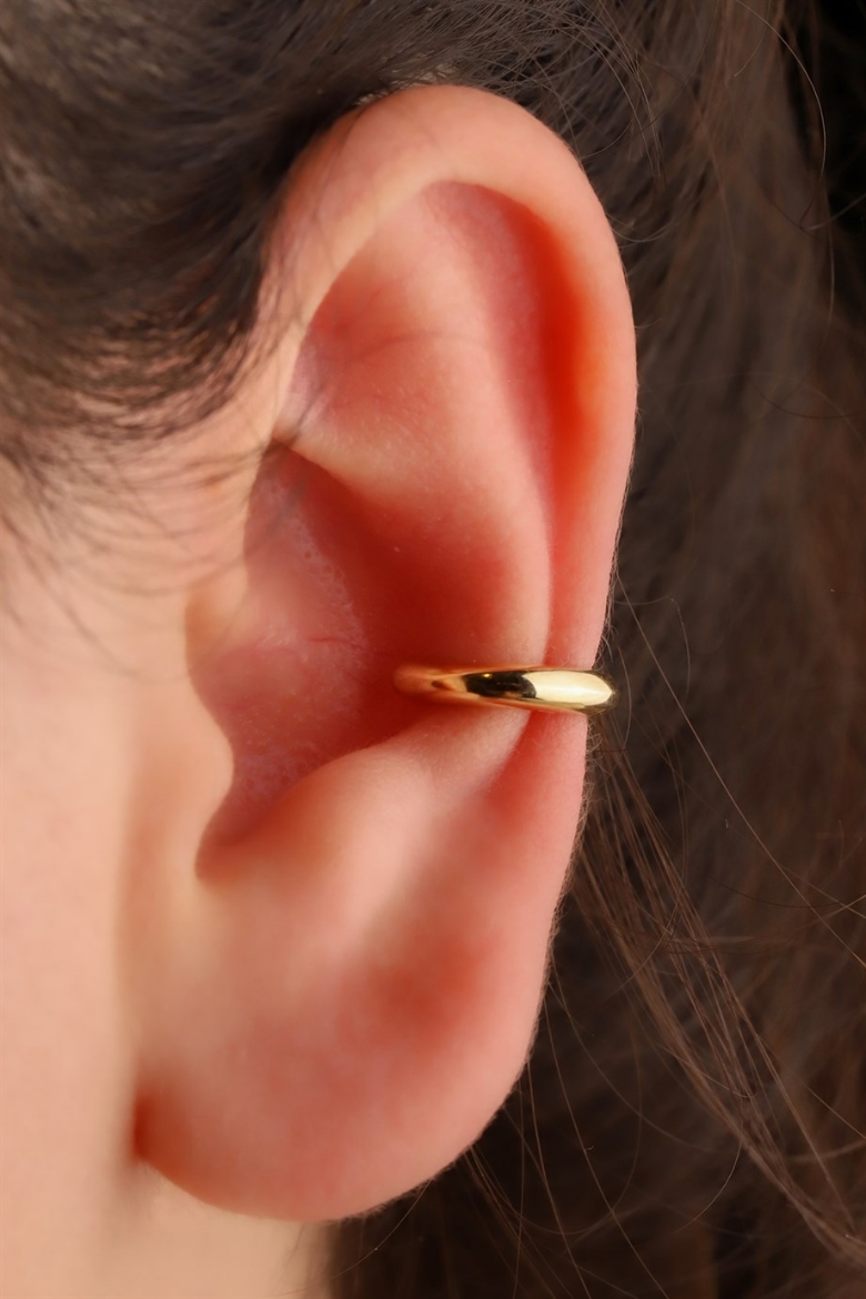 14 Ayar Altın Sade Tragus Küpe resmi