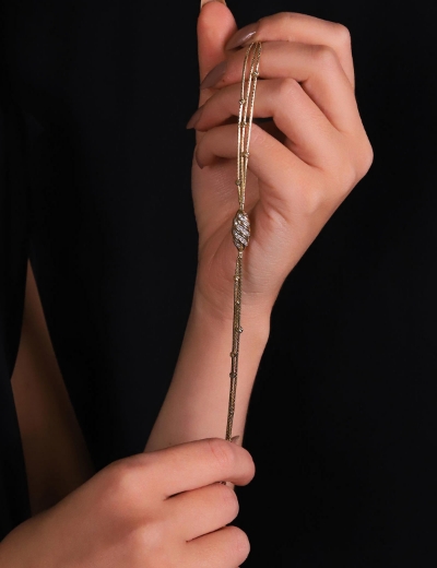 14 Ayar Altın Çift Hasır Zincirli Bileklik resmi