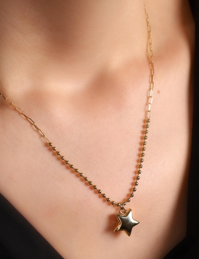 14 Ayar Altın Toplu Yıldız Kolye resmi