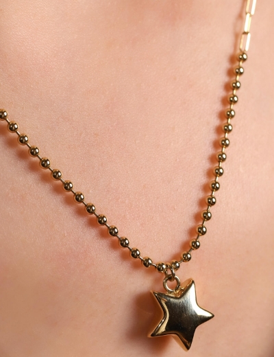 14 Ayar Altın Toplu Yıldız Kolye resmi