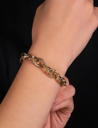 14 Ayar Altın Süzme Sarmal Ataç Bileklik resmi