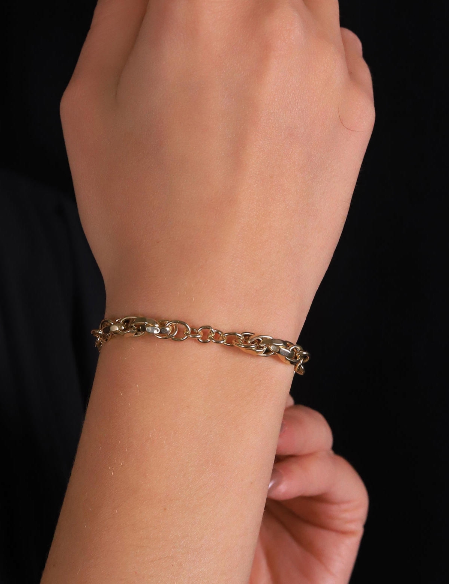 14 Ayar Altın Sarmal Zincir Bileklik resmi