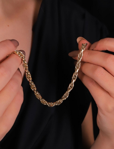 14 Ayar Altın Burmalı Ataç Bileklik resmi