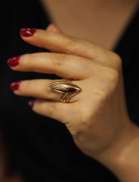 14 Ayar Altın Uzun Badem Yüzük için detayları göster 14 Ayar Altın Uzun Badem Yüzük resmi