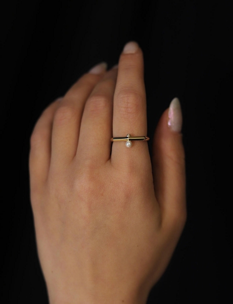 14 Ayar Altın İnci Yüzük için detayları göster 14 Ayar Altın İnci Yüzük resmi