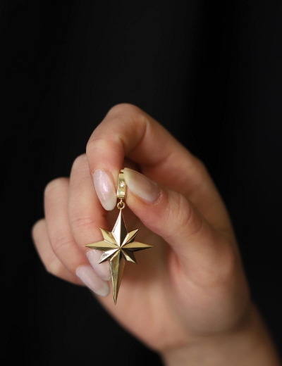 14 Ayar Altın Minik Taşlı Kutup Yıldızı Charm resmi