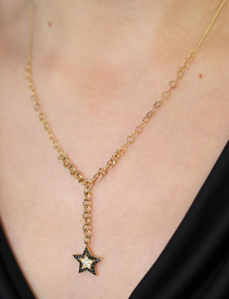 14 Ayar Altın Siyah Taşlı Yıldız Kolye için detayları göster 14 Ayar Altın Siyah Taşlı Yıldız Kolye resmi