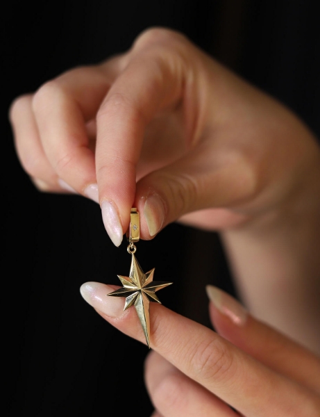 14 Ayar Altın Tektaş Kutup Yıldızı Charm için detayları göster 14 Ayar Altın Tektaş Kutup Yıldızı Charm resmi