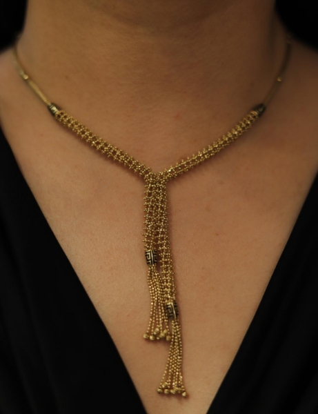 14 Ayar Altın Greek Desenli İpek Yol Kolye için detayları göster 14 Ayar Altın Greek Desenli İpek Yol Kolye resmi