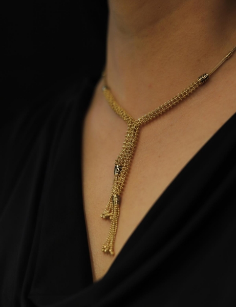 14 Ayar Altın Greek Desenli İpek Yol Kolye için detayları göster 14 Ayar Altın Greek Desenli İpek Yol Kolye resmi