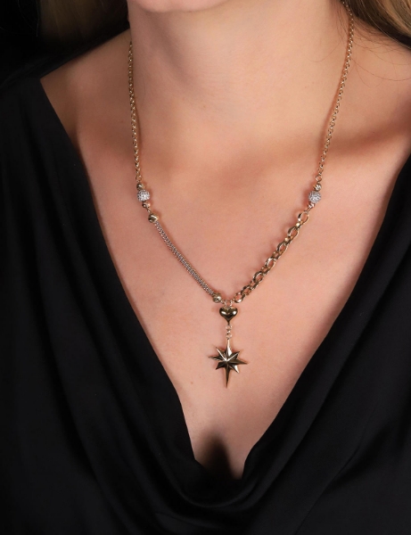 14 Ayar Altın Özel Tasarım Çift Renk Kuzey Yıldızı Kolye için detayları göster 14 Ayar Altın Özel Tasarım Çift Renk Kuzey Yıldızı Kolye resmi