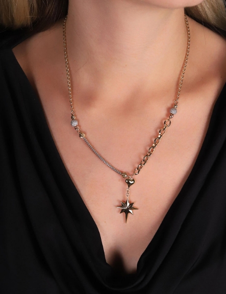 14 Ayar Altın Özel Tasarım Çift Renk Kuzey Yıldızı Kolye için detayları göster 14 Ayar Altın Özel Tasarım Çift Renk Kuzey Yıldızı Kolye resmi