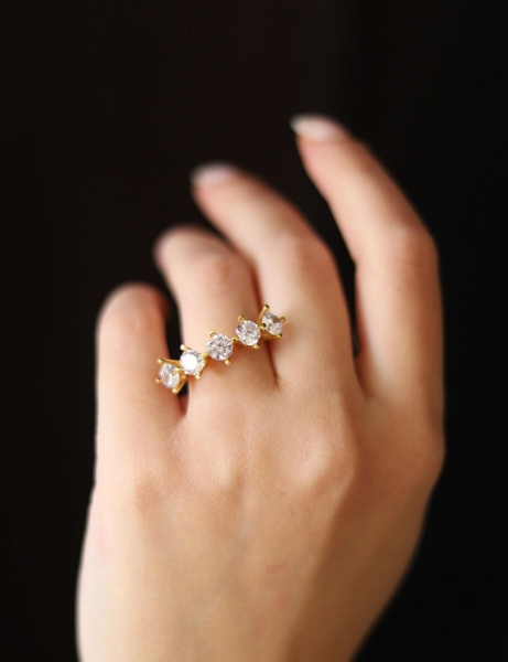 14 Ayar Altın Enli Beştaş Yüzük için detayları göster 14 Ayar Altın Enli Beştaş Yüzük resmi