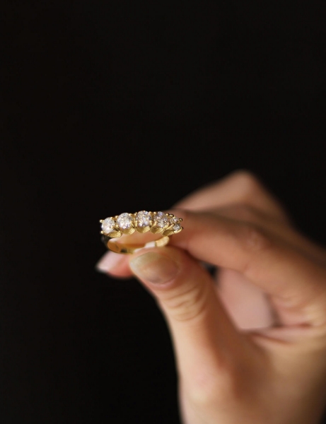 14 Ayar Altın Kumlu Beştaş Yüzük için detayları göster 14 Ayar Altın Kumlu Beştaş Yüzük resmi